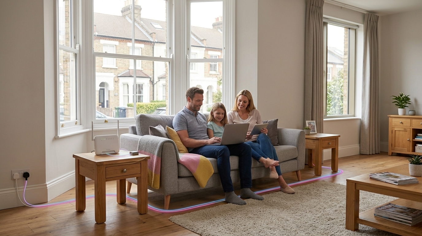 A family using broadband at home after a smooth switch
